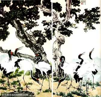 国画名家作品-徐悲鸿的松鹤 国画名家作品-徐悲鸿的松鹤