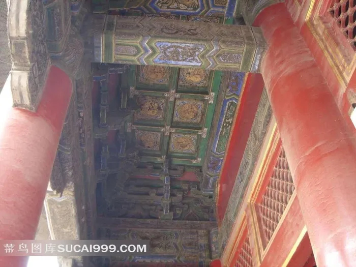 中国传统知名建筑 走廊柱子