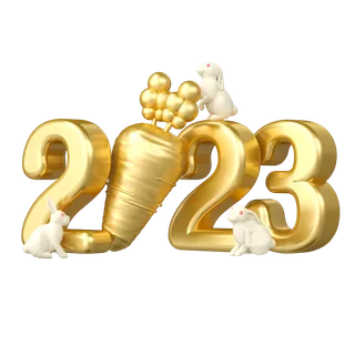 3D立体数字2023新年跨年兔子兔年萝卜