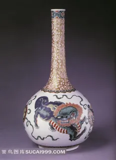 中国狮子图案瓷瓶高清素材