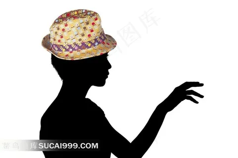 时尚美女剪影帽子配饰高清素材