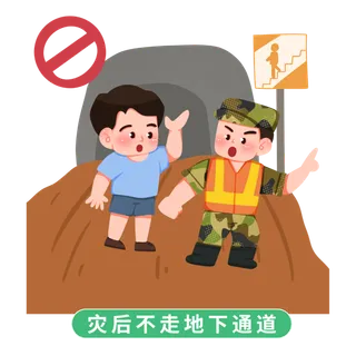 手绘解放军救援夏季防汛防洪安全知识插画