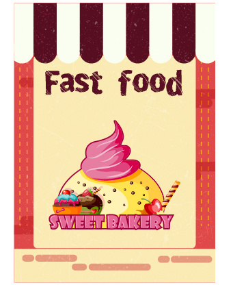 食物标签矢量素材汉堡店快餐标签矢量图AI格式