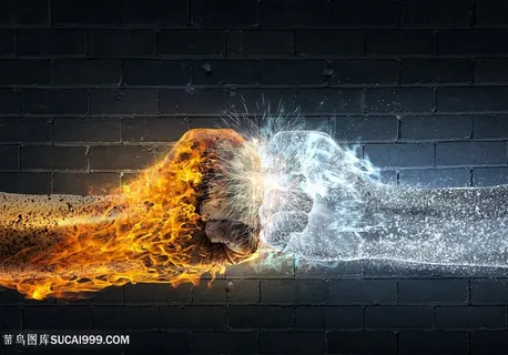 冰火拳头碰撞创意高清图片