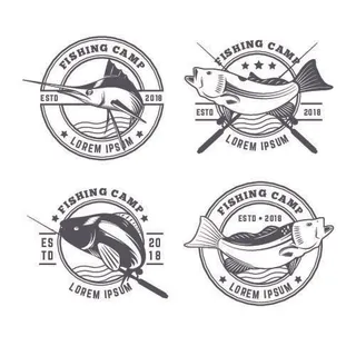 商务海洋鱼类海鲜图标LOGO标识标志标签水产图形AI矢量EPS素材图