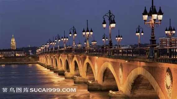 欧洲城市大桥街灯素材