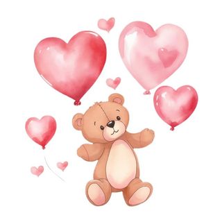 浪漫小熊爱心气球情人节免抠