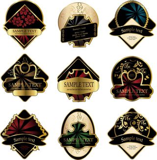 免抠传统图案标签