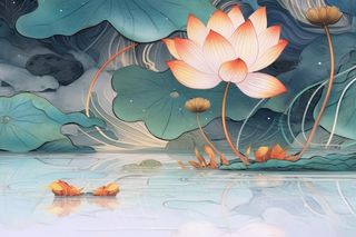 中国风精致荷花大气背景