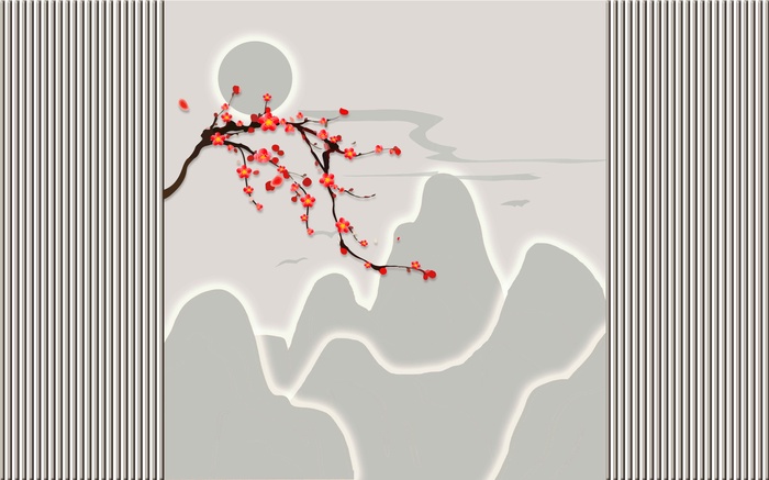 新中式电视背景墙 