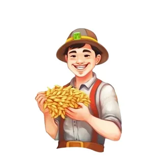 农民金黄色小麦收获插画