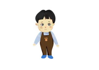 小男孩扁平褐色人物免扣元素