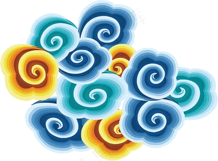 彩云 古典云 祥云图案 祥云素材 创意祥云  三色云 花边花纹 免抠