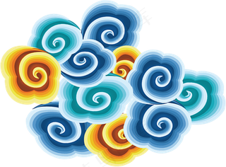 彩云 古典云 祥云图案 祥云素材 创意祥云  三色云 花边花纹 免抠