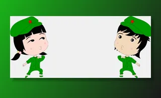 卡通军人男孩女孩