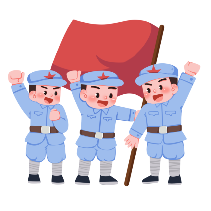 手绘八路军军人建党节建军节爱国插画