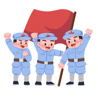 手绘八路军军人建党节建军节爱国插画