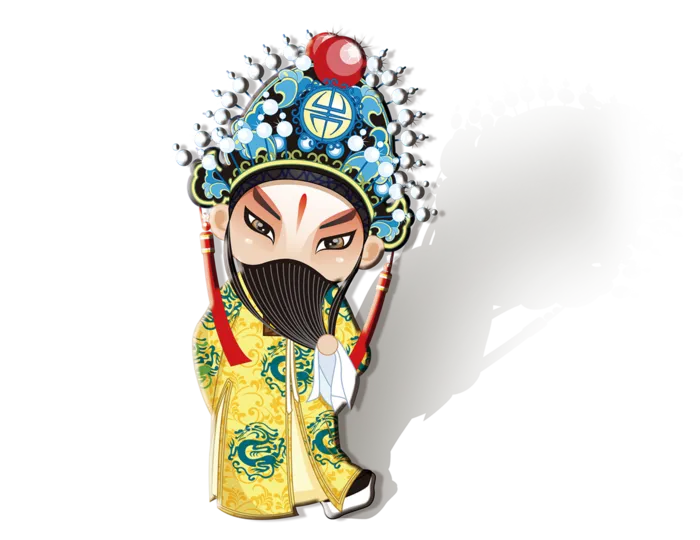 卡通京剧戏剧人物脸谱插画PNG图片 国潮中国风Q版戏剧人物PS素材