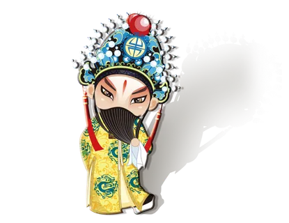 卡通京剧戏剧人物脸谱插画PNG图片 国潮中国风Q版戏剧人物PS素材