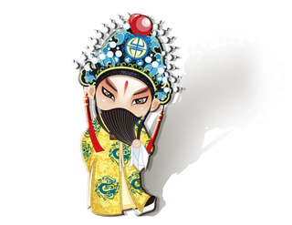 卡通京剧戏剧人物脸谱插画PNG图片 国潮中国风Q版戏剧人物PS素材