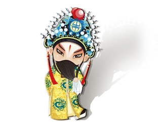 卡通京剧戏剧人物脸谱插画PNG图片 国潮中国风Q版戏剧人物PS素材