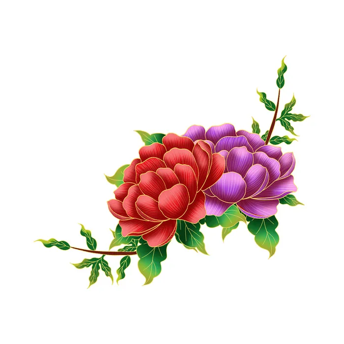 手绘国潮中国风古典牡丹花国花花卉装饰图案PSD设计素材psd模版下载