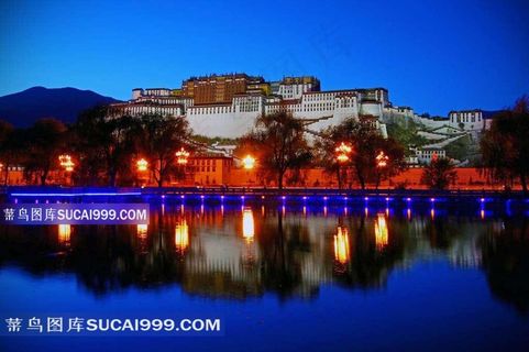 西藏布拉萨达拉宫夜景