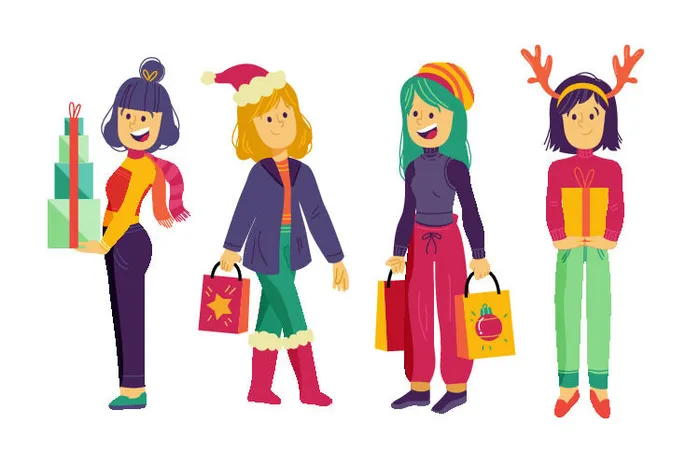 冬天服饰服装冬装穿冬装保暖冬季卡通人物男女装Ai矢量图片素材ai矢量模版下载