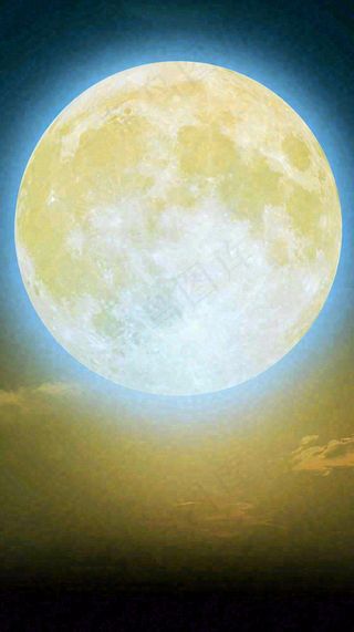 中秋节简约创意圆月月亮温馨天空，黑夜夜晚
