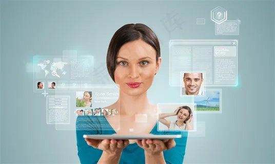 时尚女性与网络图片