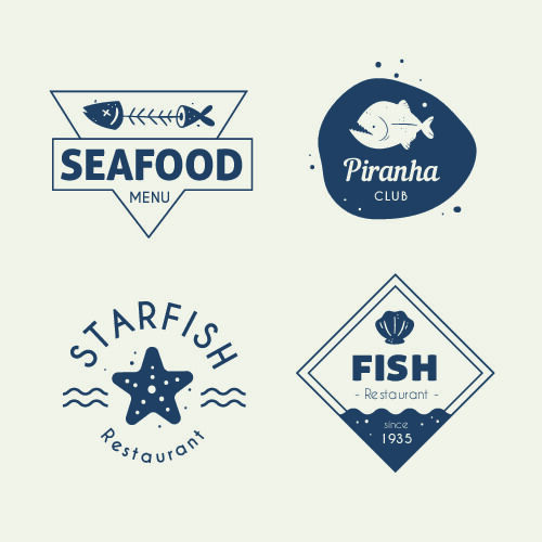 商务海洋鱼类海鲜图标LOGO标识标志标签水产图形AI矢量EPS素材图