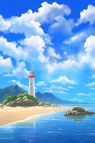 夏日清新阳光沙滩海浪蓝色插画背景