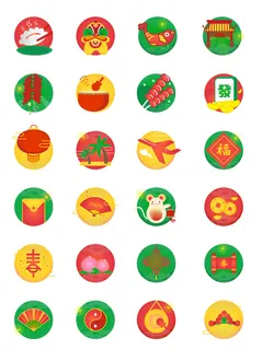 新年icon图标国潮传统喜庆春节年俗标签插画ai矢量按钮UI设计素材 新年icon图标国潮传统喜庆春节年俗标签插画ai矢量按钮UI设计素材