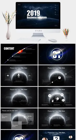 星空风格商务工作汇报动态PPT可编辑ppt模板预览图