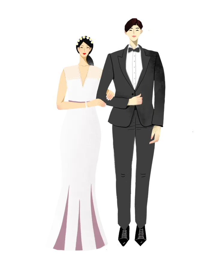 婚纱卡通人物婚礼白纱结婚婚纱摄影手绘