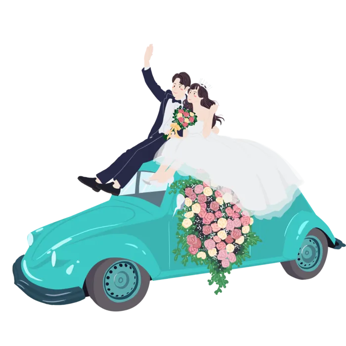 婚纱卡通人物婚礼白纱结婚婚纱摄影手绘