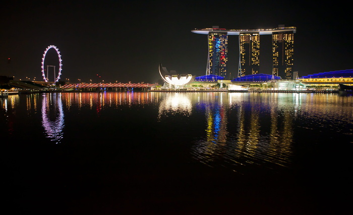高清唯美城市夜景海边夜景