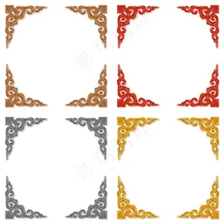 四款多彩复古边角花纹窗框边框