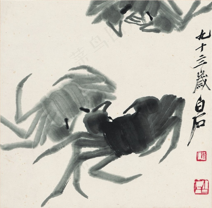 齐白石墨蟹图片素材