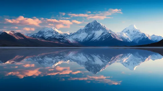 喜马拉雅上雪山倒映在高原的湖泊上摄影图