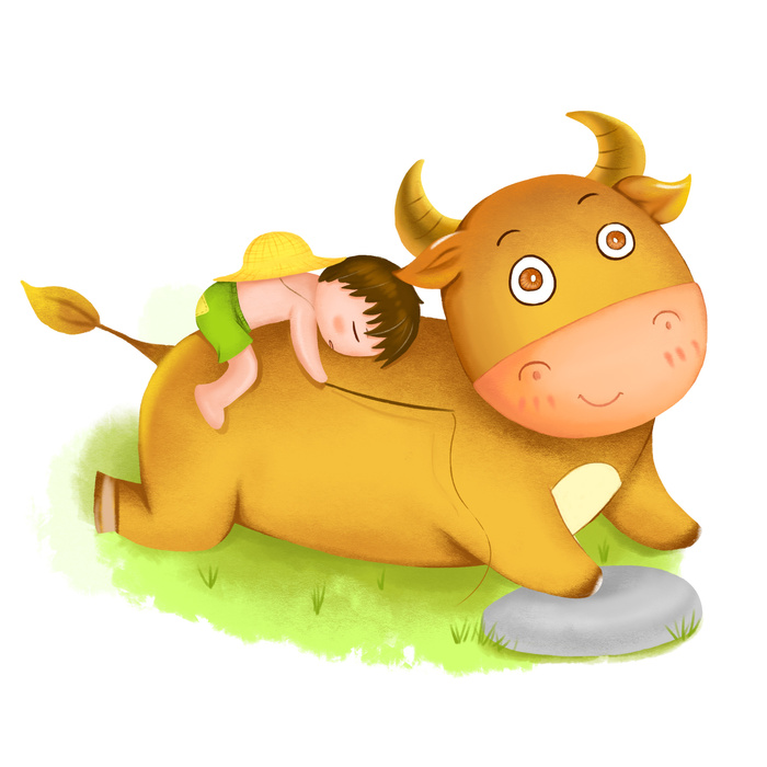 清明清明节卡通牧童和牛