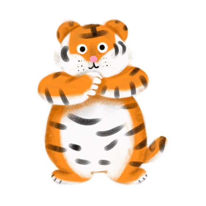 卡通小老虎PNG免抠插画素材可爱动物老虎插画贴图PNG免抠设计素材