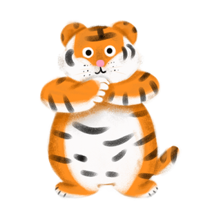 卡通小老虎PNG免抠插画素材可爱动物老虎插画贴图PNG免抠设计素材