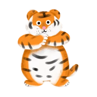 卡通小老虎PNG免抠插画素材可爱动物老虎插画贴图PNG免抠设计素材