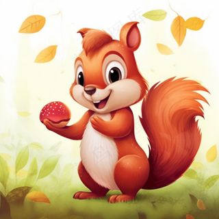 松鼠松果动物卡通插画素材背景