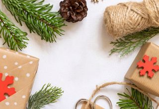 圣诞节垂直画幅场景圣诞装饰圣诞礼物松果(106)