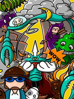 卡通涂鸦街头彩色墙绘壁纸插画儿童创意嘻哈漫画图集PSD素材 卡通涂鸦街头彩色墙绘壁纸插画儿童创意嘻哈漫画图集PSD素材