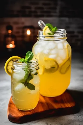 夏日柠檬茶冰镇饮料摄影图