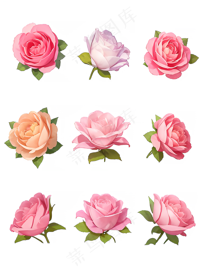 红色 粉色 手绘 免抠 PNG 玫瑰 花 素材18
