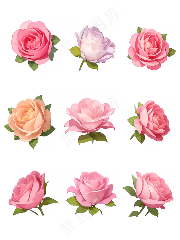 红色 粉色 手绘 免抠 PNG 玫瑰 花 素材18